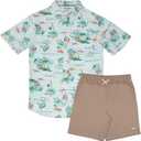 Tommy Bahama Boys Hawaiian Button Down Short Sleeve Shirt & Elastic Waist Shorts Set, Casual 2-Piece Summer Outfit for Kids, Size 8