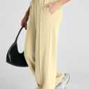 Herseas High Waisted Sweatpants for Women Elastic Elevated Seams Wide Leg Drawstring Loose Long Pants with Pockets (Yellow, XXL)