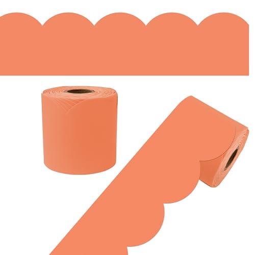 Carson Dellosa 65Ft of Orange Bulletin Board Borders, 1 Roll of Scalloped Trim for Rolling Whiteboard, Cork and Posterboard, Party, Halloween, Office Decorations, and Classroom Decor