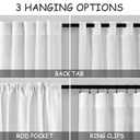 Nanspring White Linen Curtains 70 Inches Long 2 Panels Set Back Tab Rod Pocket Light Filtering Semi Sheer Linen Textured Elegant Farmhouse Airy Privacy Drapes for Bedroom Children Living Room 52x70