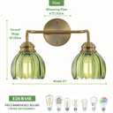 YEPOLI 3 Light Vintage Bathroom Light Fixtures, Gold Bathroom Vanity Light, Brass Finish with GreenTulip Glass Shade, Wall Lighting for Bedroom, Living Room, Hallway,E26 Base