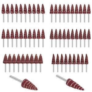 TSV 60Pcs Cone Shape Abrasive Flap Wheels, 1/8" Round Shank Flap Wheel Sander for Drill, 80/120/240/320/400/600 Grits Sandpaper Grinding Head for Groove, Corner Polishing