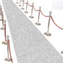 Glitter Carpet Runner for Party -200 GSM Thickness Non-Woven Fabric Runner Rug with Adhesive Tape, Hollywood Carpet for Event, Aisle Runner for Wedding Ceremony (Glitter Silver, 2.6FTx15FT)