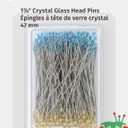 Dritz 3035 Crystal Glass Head Pins, 1-7/8-Inch (100-Count), Blue and Yellow