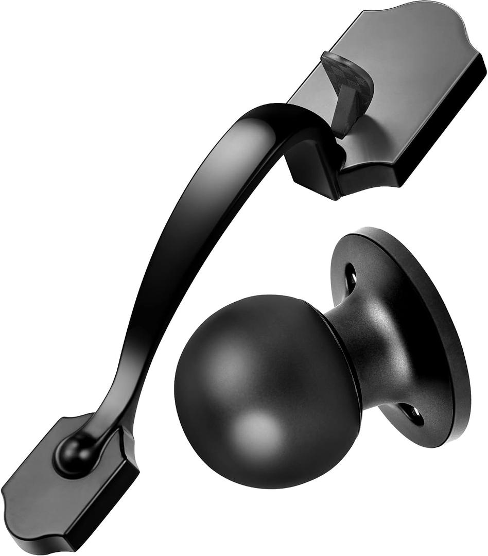 Front Door Handleset, Entry Door Handle Set with Cove Knob for Right and Left Handed Sided Doors, Interior and Exterior Entrance Passage Lock, Lower Half Grip, Matte Black