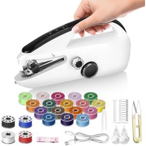 Mini Sewing Machine for Beginners Portable Handheld Sewing Machine with Dual Speed & Power Modes - Quick Stitch for Home Travel DIY Repairs Easy to use