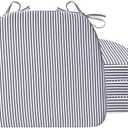 AAAAAcessories D-Shaped Chair Cushions, 2" Thick Dining Chair Pads with Ties and Removable, Machine-Washable Cover, 17" x 16", Set of 4, Pinstripe Black