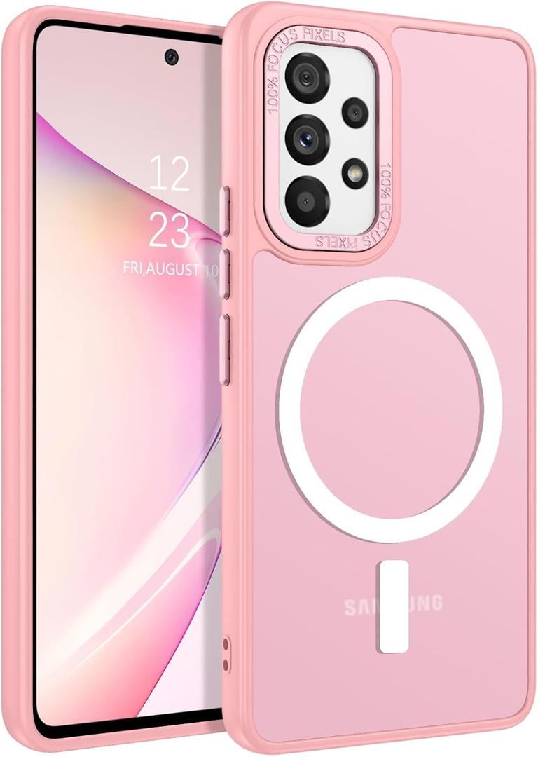 GUAGUA for Samsung Galaxy A53 Case Compatible with MagSafe Galaxy A53 Magnetic Cases Slim Translucent Matte Skin Feeling Shockproof Protective Anti-Scratch Phone Case for Samsung A53 5G 6.5'', Pink