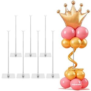 Metal Balloon Stands for Table, Adjustable Height Reusable Table Balloon Stand Kit for Tabletop Centerpiece Party Decorations (8)