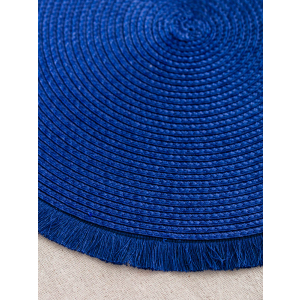 SHACOS Round Placemats Set of 6 Washable 15 inch Round Table Mats Cotton P lyester Woven Braided Place Mats for Dining Table (Blue, 6)