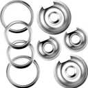 Burner Drip Pans 2 Large 8'' WB32X10013 & 2 Small 6'' WB32X10012 Chrome Drip Pan Set Fits for GE Hotpoint Electric Stove Top - Include 2 Pcs 6'' Drip Pan/Ring and 2 Pcs 8'' Drip Pan/Ring by AMI PARTS