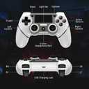 Wireless Controller Compatible with PS4/Pro/Slim, Black ps4 controller with Dual Vibration, 1000mAh Battery, 6-Axis Motion Sensor, Built-in Speaker & 3.5mm Headphone Jack, Charging Cable (White)