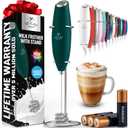 Zulay Kitchen Powerful Milk Frother Wand With Duracell Batteries - Ultra Fast Handheld Drink Mixer - Electric Whisk Foam Maker for Coffee, Lattes, Cappuccino & Matcha - Triple Whisk - Moss Green