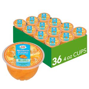 Dole Fruit Bowls Mandarin Oranges in 100% Juice Snacks, 4oz 36 Total Cups, Gluten & Dairy Free, Bulk Lunch Snacks for Kids & Adults, Best By MAR 14/2026