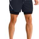 Mens Running Athletic Shorts with Zipper Pocket 5" Quick Dry 2 in 1 Liner Gym Sport Basketball Workout Swim (M)