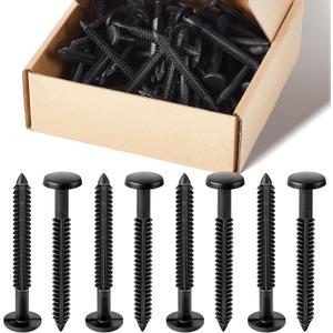 Blulu 60 Pcs 3 Inch Vinyl Shutter Fastener Window Panel Peg Lok Pin Pegs Screws Shutter Spikes Anchor (Black)