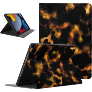 Cool Brown Amber Tortoise Shell Tablet Case for iPad 9th/8th/7th Gen 2021/2020/2019 10.2", TortoiseShell Print Design Trendy Cover for Girls Boy, Fashion Protective Funda Flip PU Leather Cases