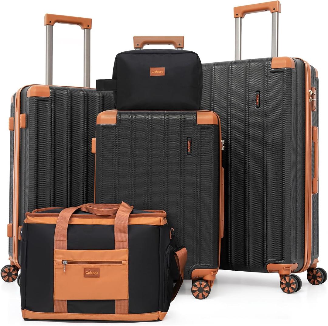 Cobens Luggage Sets 5PCS, Durable Hardshell Suitcases with Wheels, 20/24/28 | Lightweight ABS, TSA-Approved Locks, Detachable 360° Spinner Wheels, Carry-On & Checked Family Travel