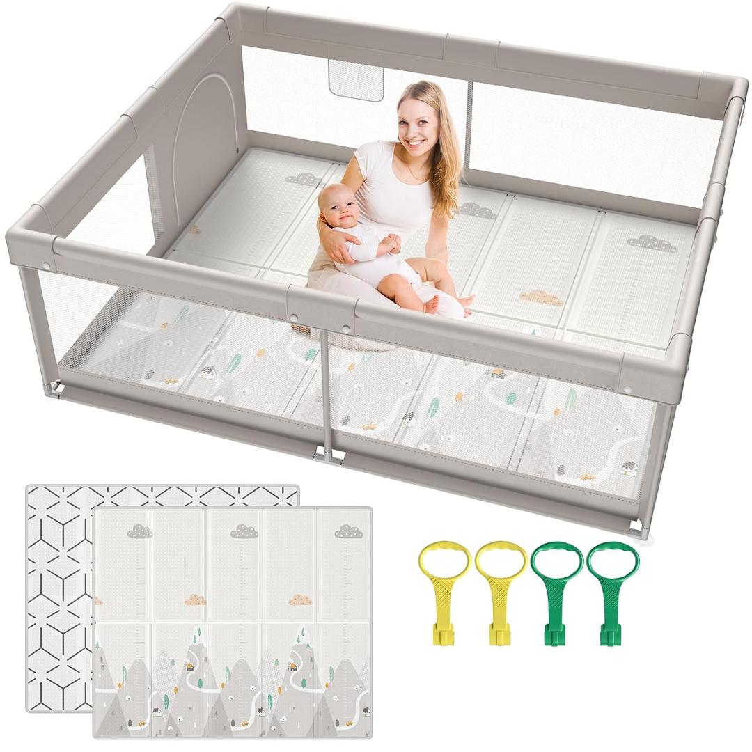 71 * 59 inch Baby Playpen with Mat,Playpen for Babies and Toddlers, Large Play Pen for Kids, Play Pen for Babies and Toddlers