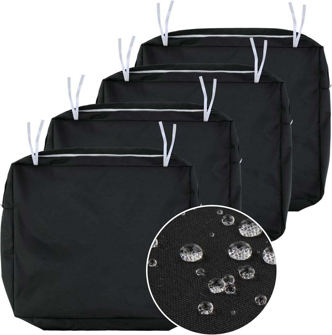 NettyPro Outdoor Cushion Slipcovers Waterproof 4 Pack Patio Chair Seat Cushion Covers with Zipper and Tie, 24 x 22 x 4 Inch, Replacement Cover Only, Black