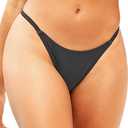 Zmart Women Thong Bikini Bottoms G String Sexy Low Waist Swimsuit Bottom Brazilian Cheeky Bathing Suit Bottoms (Black, L)
