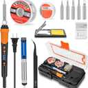Premium Soldering Iron Kit, 68W LCD Soldering Tool 12-in-1 Soldering Gun with Ceramic Heater, Adjustable Temperature 200-500C, Includes Soldering Iron Tips, Solder Wire, Pump, Paste (Orange)