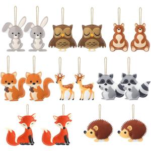 Weysat 16 Pcs Woodland Felt Forest Animals Ornaments My Forest Friends Felt Animals Craft Set Double Sided Design for Christmas Tree Decor Party Supplies Holiday Xmas Winter Gift