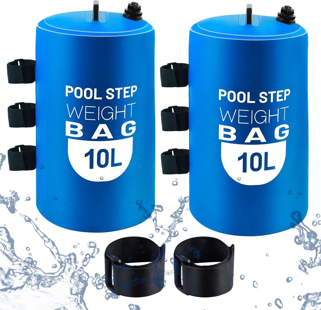 2PCS Pool Ladder Weights 10L Universal Pool Step Weights Sand Bag Waterproof 500D PVC Swimming Pool Stair Weights for Above Ground and Inside Pool with Nylon Handle Blue
