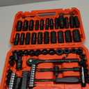 96-Piece 3/ 8" Drive Impact Socket Wrench and Bit Set, SAE 5/ 16”-3/ 4” & Metric 8-22mm, Cr-V Standard & Deep Sockets, Power Bits, Ratchet Handle, Universal Joint, Bit Holder, Adapters, Spark Plug Socket