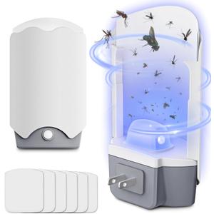 Fly Trap Indoor, 2 Plug-in Fly Catchers with 6 Refill Glue Boards, Fruit Fly & Gnat Trap for Home, Indoor Bug Trap for Mosquitoes, House Flies, Moths & Flying Insects