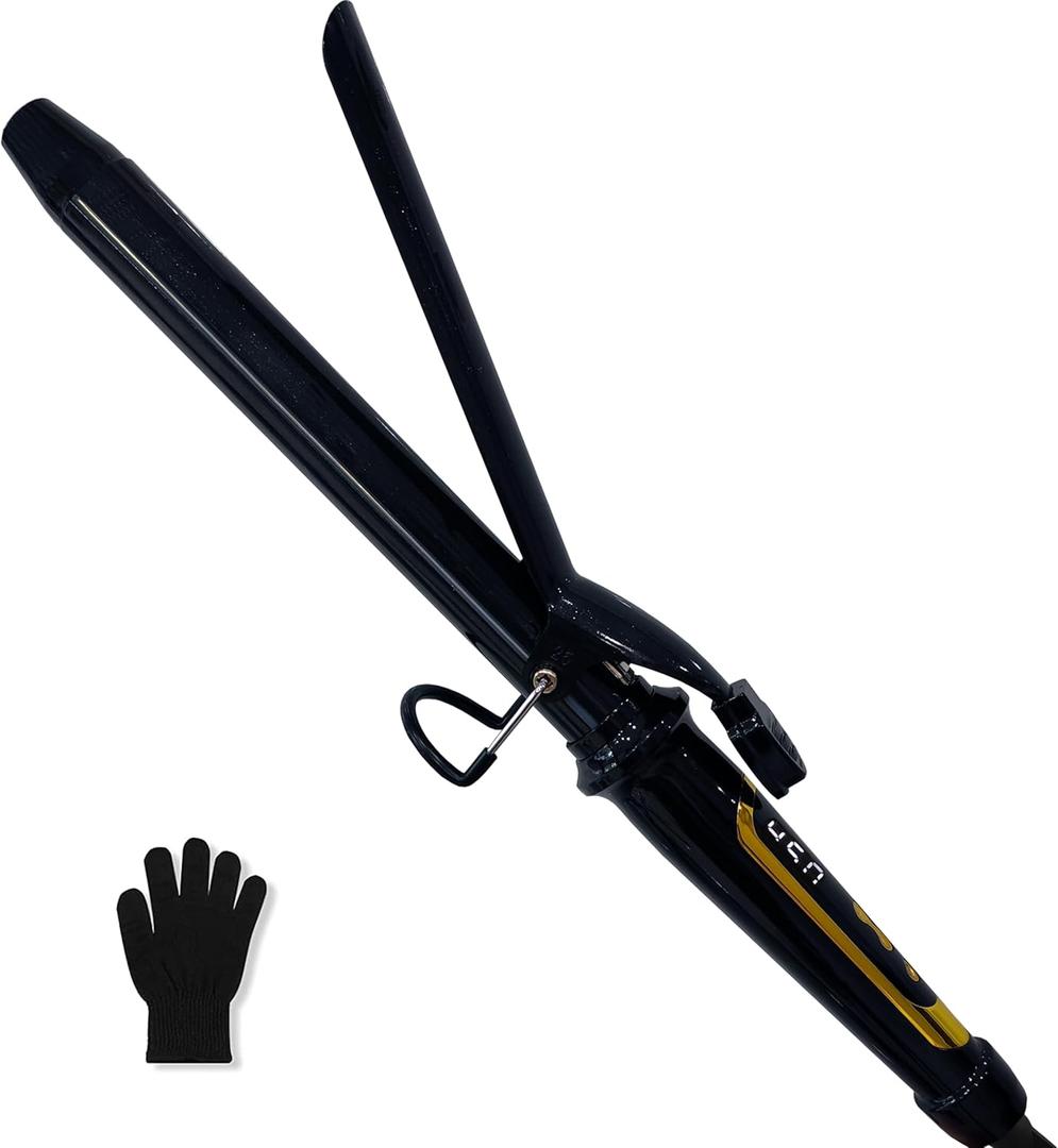 abp 1 Inch Curling Iron Extra Long Barrel with Ceramic Coating for Long/Medium Hair,LED Display Instant Heat up to 450F with clamp,Hair Waving Style Tool Girls & Women