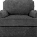 2 Pieces T Cushion Chair Covers with Arms Super Stretch Chair Slipcover for Living Room Pet Dog Universal Slip Cover Anti Slip Armchair Furniture Protector (Dark Gray, 1 Cushion)