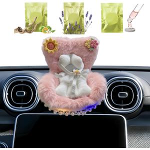 2 x Car Air Freshener Vent Clip with Light Used for Labubu Car Seat,Have A Seat Compatible with Labubu Accessories (USB Type-Pink)