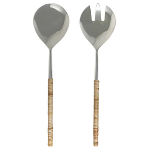 Tabletops Gallery 2Pcs Rattan Metal Salad Servers