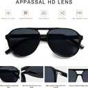 Polarized Square Aviator Sunglasses for Women Mens 70s Retro Double Bridge Sunnies AP3654 (C1 Black/Grey)