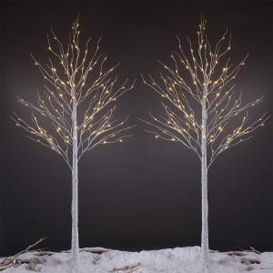 LIGHTSHARE 8 Feet 132L LED Birch Tree Lights, Pack of 2, Warm White, for Holiday Party and Christmas Decoration, Indoor and Outdoor Use