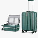 Hanke 24 Inch Checked Luggage Front Opening Rolling Suitcase Hard Sided Luggage with Spinner Wheels Travel Luggagefor Woman Men.(Dark Green