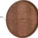 HofferRuffer Round Serving Tray 20'', Elegant Faux Leather Circle Ottoman Table Tray, Serve Tea Coffee Breakfast in Bedroom Living Room Kitchen (Brown)