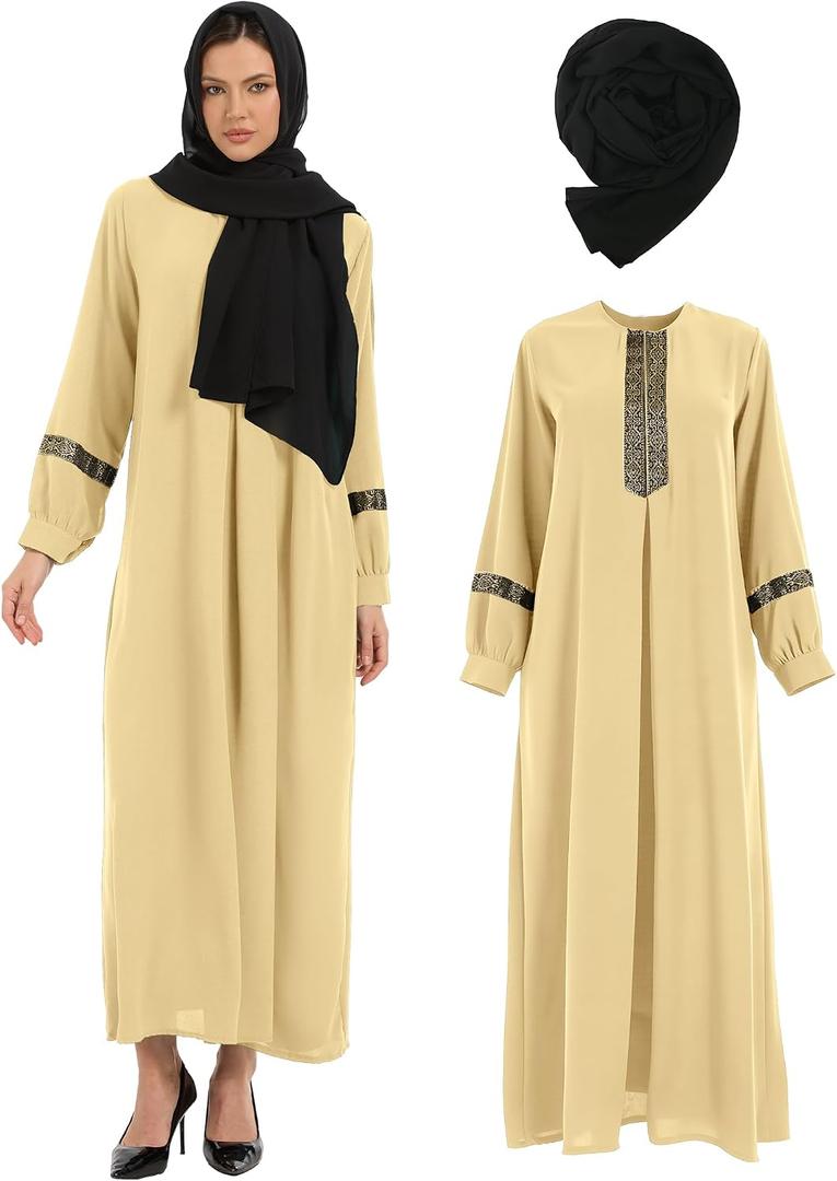 Muslim Dresses for Women (Khaki, Small)
