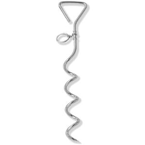 WePet Dog Tie-Out Stake, Durable Silver Spiral Anchorstake, Secure Outdoor Tethering for All Cable Leash Chain, Camping Yard, Rust-Resistant, Easy Installation, Medium, 16 Inch
