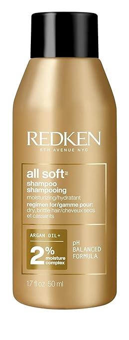 Redken All Soft Shampoo  Moisturizes & Hydrates Dry, Brittle Hair, Gently Cleanses and Softens, With Argan Oil, Safe For ColorTreated Hair, 1.7 Fl Oz