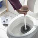 Clorox Toilet Plunger with Hideaway Holder Caddy Heavy-Duty Compact Design with Non-Skid Rubber Base for Bathroom Convenient Storage Toilet Unclogger, 6.5x19.5-Inch, White