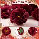 Suncalla 50 Pcs 5.5 Inches Peonies Artificial Flowers with Wire Branch Silk Realistic Blooming Fake Peonies Rose Bouquets for Wedding Table Centerpiece DIY Craft Party Home Decor (Burgundy)