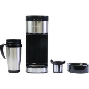 Kenmore Single Serve Coffee Maker 612 Oz Brew Sizes, Compatible with Keurig KCup Pods & Ground Coffee, One Cup Brewer, Travel Mug Friendly, Auto ShutOff, Hot & Iced Coffe Machine, Black