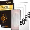 Ailun Glass Screen Protector for Galaxy S25 Edge [6.7 Inch] 3 Pack + 3 Pack Camera Lens Tempered Glass Fingerprint Unlock Compatible 0.25mm Anti-Scratch Case Friendly Clear - HD