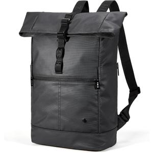 Rolltop Backpack Water Resistant for Adults 15 inch Laptop Backpacks Heavy Duty Commuter Mens Backpack for Work College Travel Black