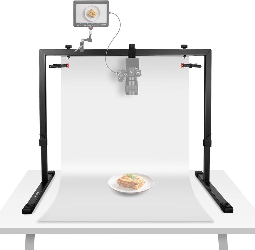 NEEWER Overhead Camera Mount Rig for Top Down Shots, Heavy Duty Steel Tabletop Mount Stand Multi Device Platform for Flat Lay Photography Lighting Cooking Drawing Crafts, For Desks3.3'/1m Long, ST100
