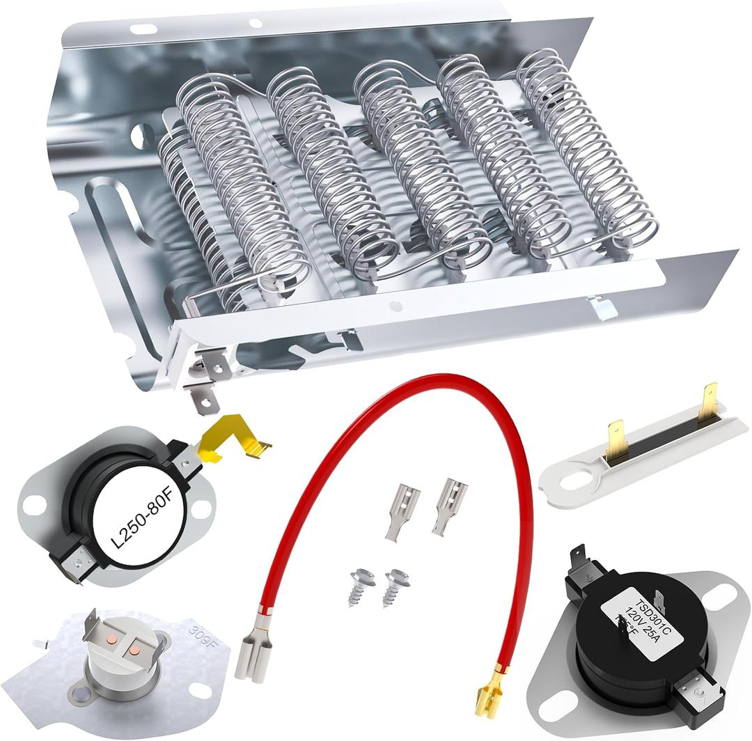 279838 W10724237 Dryer Heating Element Kit by Funmit, Fit for Whirlpool Cabrio Kenmore Roper Maytag Amana Crosley Dryer Parts Thermostat Thermal Fuse Replaces WED5300SQ0 WED4800BQ1 WED5300SQ0