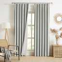 MAIHER Pleated Curtains 120 Inch Length Full Blackout, Linen Grey Back Tab Curtains Double Pinch Pleat Drapes with Hooks for Bedroom Sliding Patio Door, 40" W x 120" L, 2 Panels