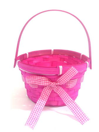 Holiday Home 7in Solid Bamboo Basket - Pink 7 in, 2 pack